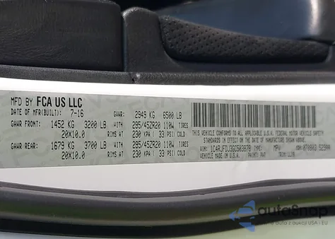 2016 Jeep Grand Cherokee Srt Night from USA, damaged, VIN 1C4RJFDJ3GC503878